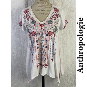 Anthropologie Floral Embroidered Blouse Tribal By Johnny Was Los Angeles